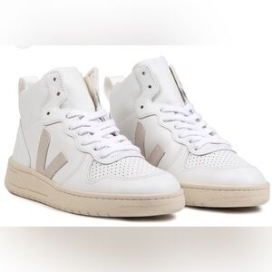 VEJA V-15 White Leather High Top/Mid Top Sneakers Womens 7 Unisex BOHO Preppy